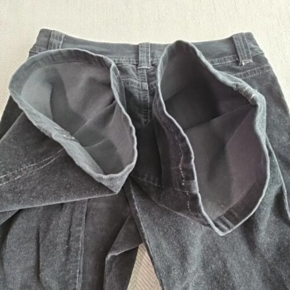 Sonoma Corduroy Pants Women's 10 Average (34x32) Black Boot Cut Brown Flap‎ Pkt